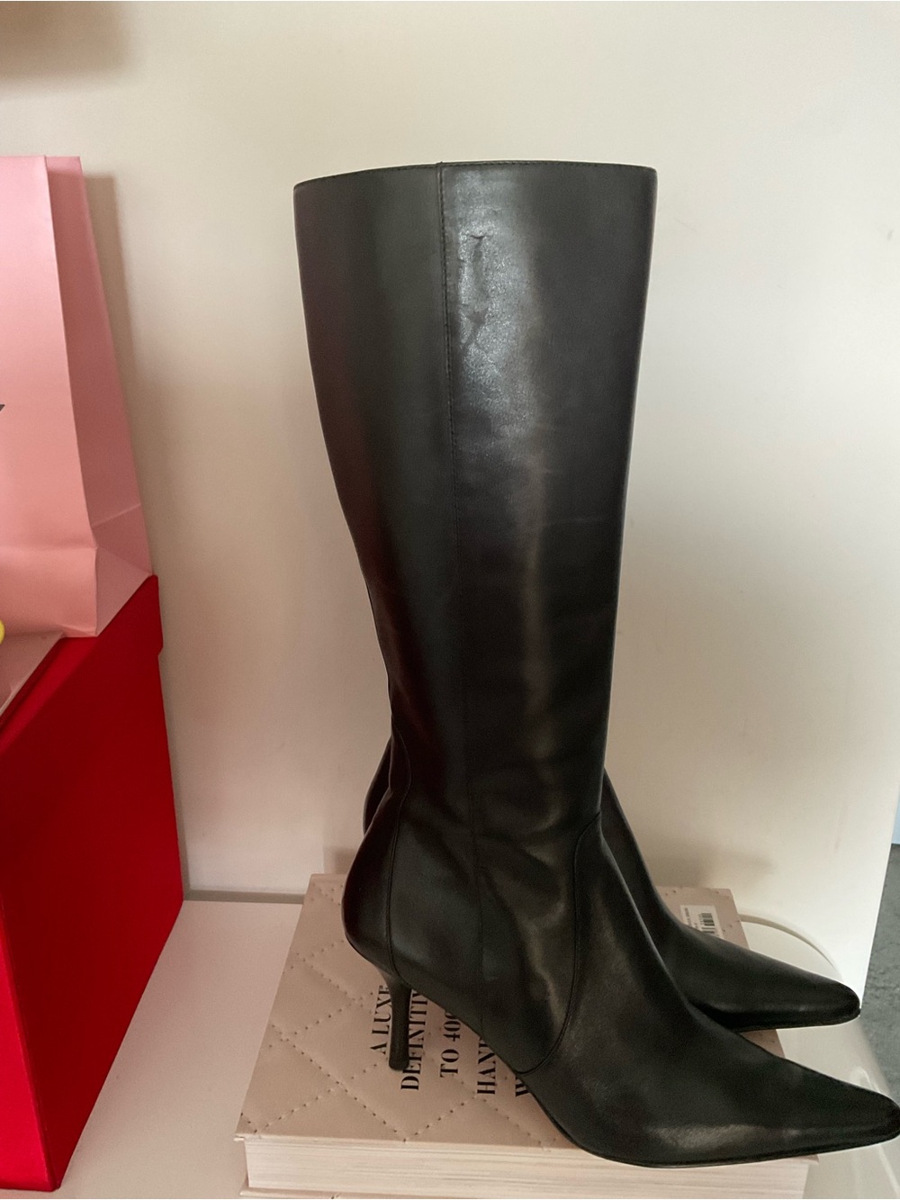 Anne Klein Tall Black Knee-High Pointed Toe Stiletto Boots Size 10 - Picture 4 of 7